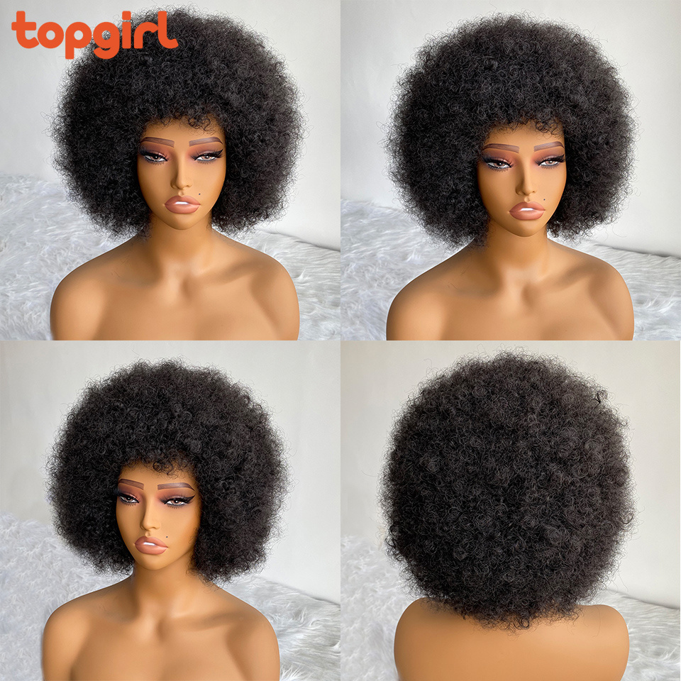 Short Curls None Lace Wig Afro 70s Kinky Curly Weaves And Wigs Wholesale Prices Synthetic Hair Braiding Wigs For African Woman