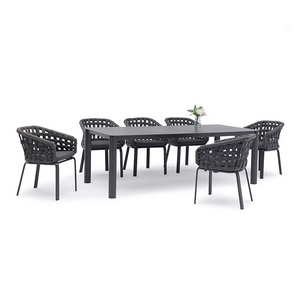 6 chairs Outdoor Garden sets Rattan Furniture PVC Rubber Webbing Weaving Dining patio furniture outdoor chairs and tables