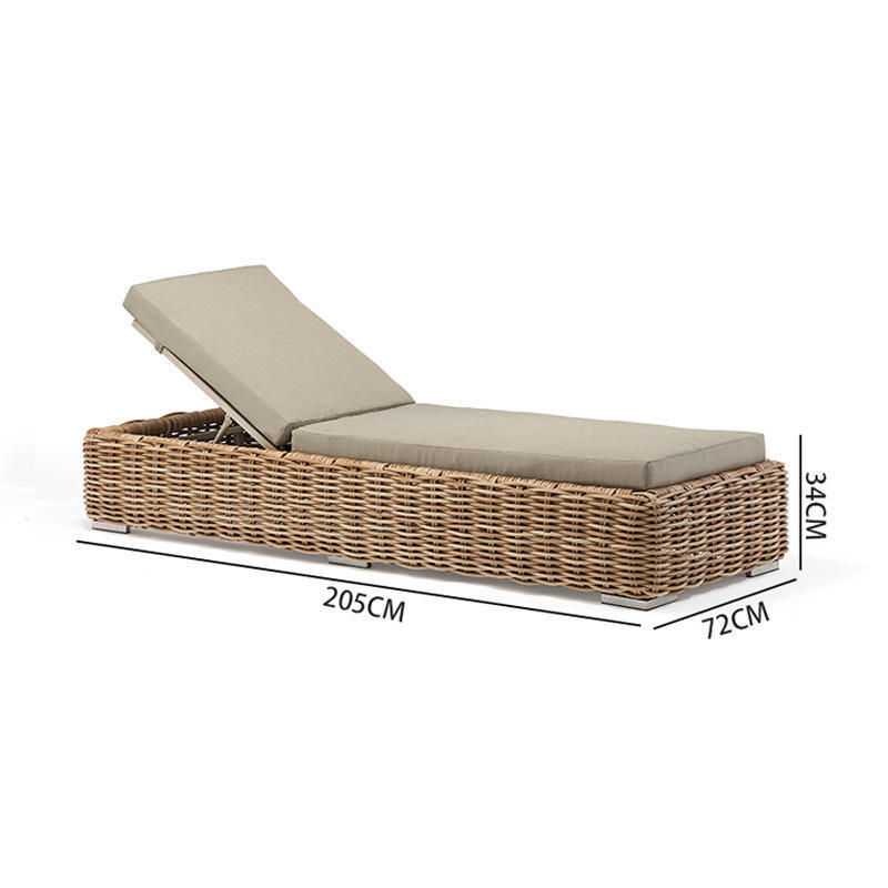 Swimming Pool Alum Frame Rattan Tanning Sunbed Outdoor Patio Furniture Beach Bed Adjustable Back Sun Lounger