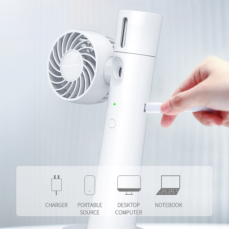 usb rechargeable portable handheld fan pocket desktop mist fan spray water mini humidifier fan