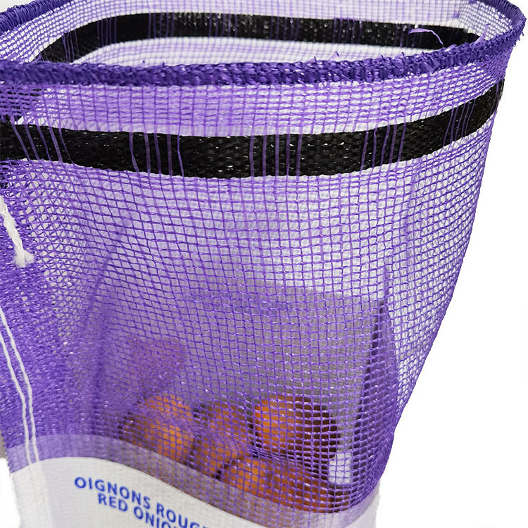 Drawstring Purple leno bags for fruits For Onion/potato/Lemon/Fruit 20kg/25kg/50kg  Pp mesh Bags 50*80cm/43*65cm With Wholesale