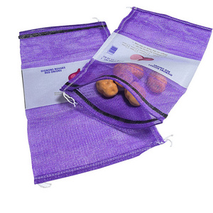 Drawstring Purple leno bags for fruits For Onion/potato/Lemon/Fruit 20kg/25kg/50kg  Pp mesh Bags 50*80cm/43*65cm With Wholesale