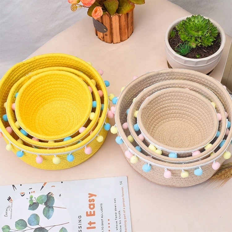 Wholesale Free Shipping Oval Rope Coil Baskets Small Woven Basket for Kids Baby Dog Toy Gifts