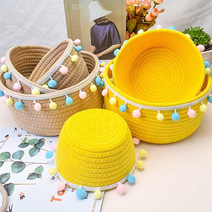 Wholesale Free Shipping Oval Rope Coil Baskets Small Woven Basket for Kids Baby Dog Toy Gifts