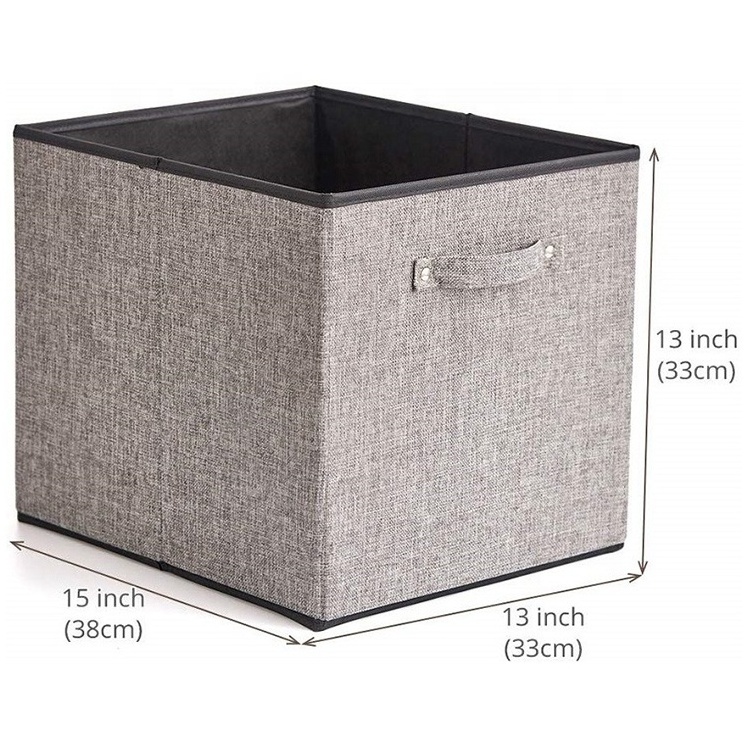 Waterproof Bamboo Cotton Fabric Collapsible Cube Shelf Basket Container Box