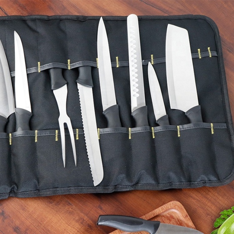 Promotional alibab trade assurance chef knife travel kitchen knife set bag for outside