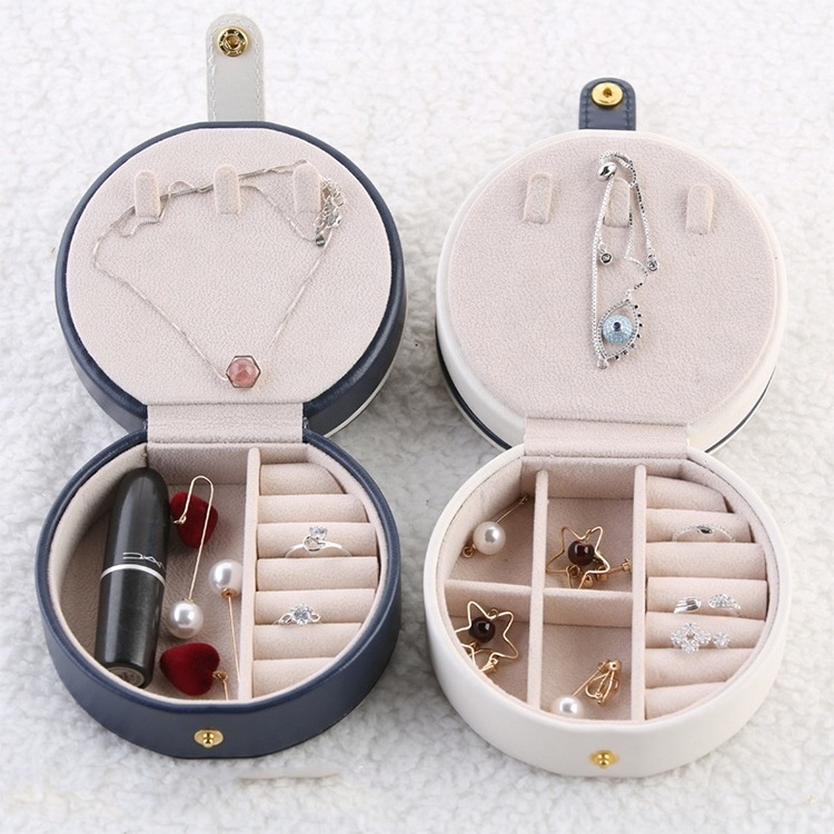 Wholesale Earring Jewel Organizer Storage Case Portable Jewellery Packaging Gift Boxes Travel Ring Leather Jewelry Box For Women