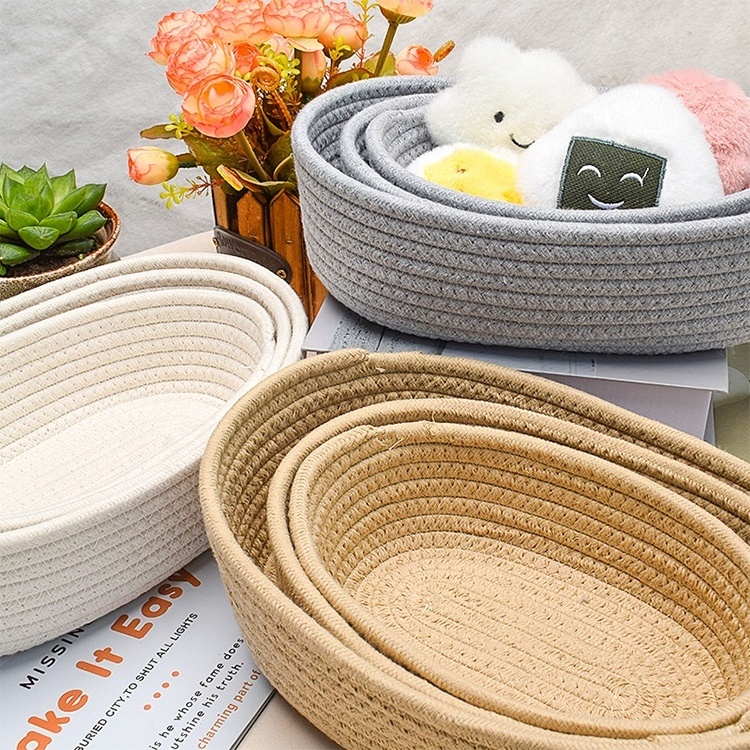 Dark Grey Cotton Rope Cube Shelf Storage Baskets Nursery Basket for Bathroom Bedroom