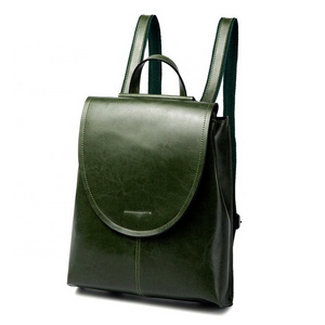 custom private label promotional fashion waterproof women leather 3 in 1 backpack green color