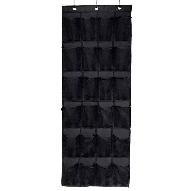 Simple Houseware 24 Pockets 2 Pack 24 Hanging Shoe Organizer Black Gay White Color