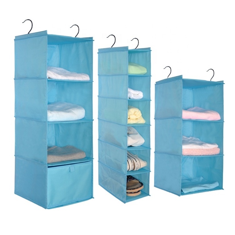 6-Shelf Hanging Clothe Storage Box Collapsible Accessory Shelves Hanging Closet Organizer