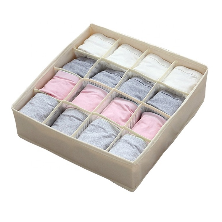 16 Cell Foldable Closet Drawer Organizer Storage Box Bin for Socks Bras Underwear Ties