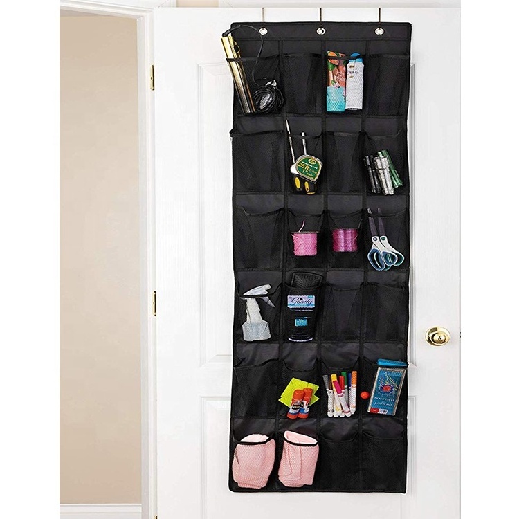 Simple Houseware 24 Pockets 2 Pack 24 Hanging Shoe Organizer Black Gay White Color