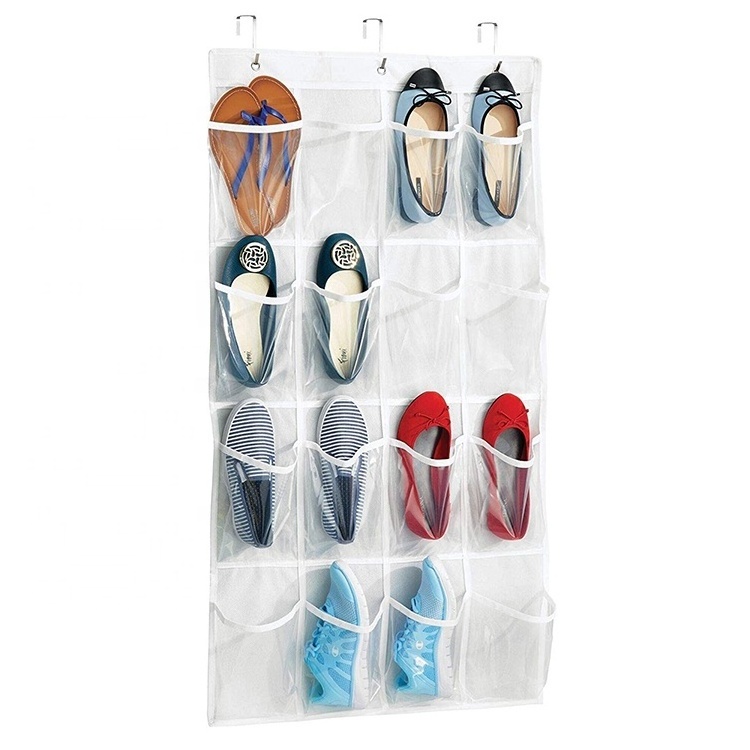 20 Pockets Clear pvc Hanging Shoe Organizer For Storage Men Sneakers Women High Heeled Shoes Slippers