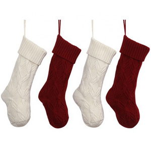 wholesale christmas hanging decorations knit needlepoint christmas stockings grey