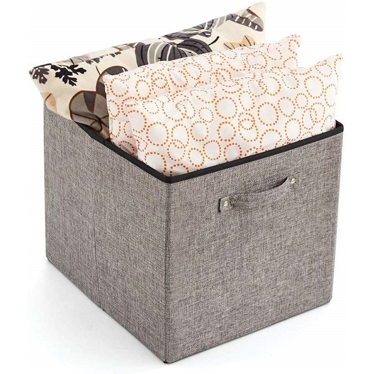 Waterproof Bamboo Cotton Fabric Collapsible Cube Shelf Basket Container Box