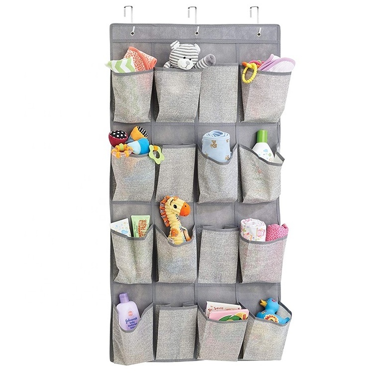 Low MOQ 600D Polyester Door Hanging Organizer Closet Shoes Organizer With Metal Hook