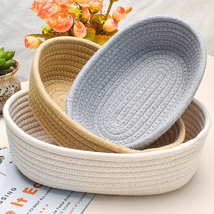 Dark Grey Cotton Rope Cube Shelf Storage Baskets Nursery Basket for Bathroom Bedroom