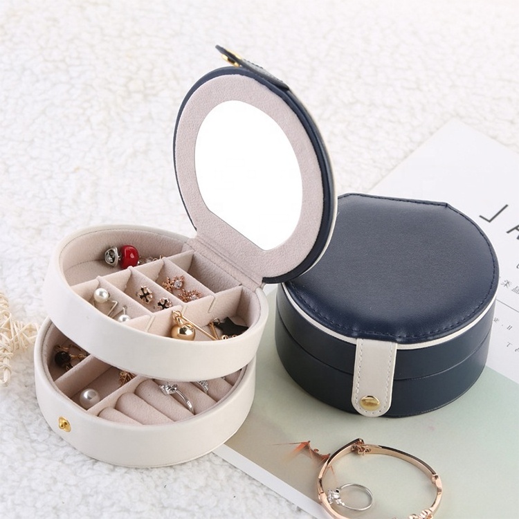 Wholesale Earring Jewel Organizer Storage Case Portable Jewellery Packaging Gift Boxes Travel Ring Leather Jewelry Box For Women