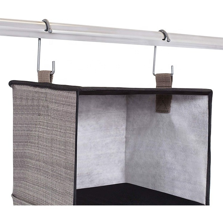 Non-woven Fabric Closet Organizer Shoes Cloth Storage Bag with Hook 6 Grids Folding Hanging Bag