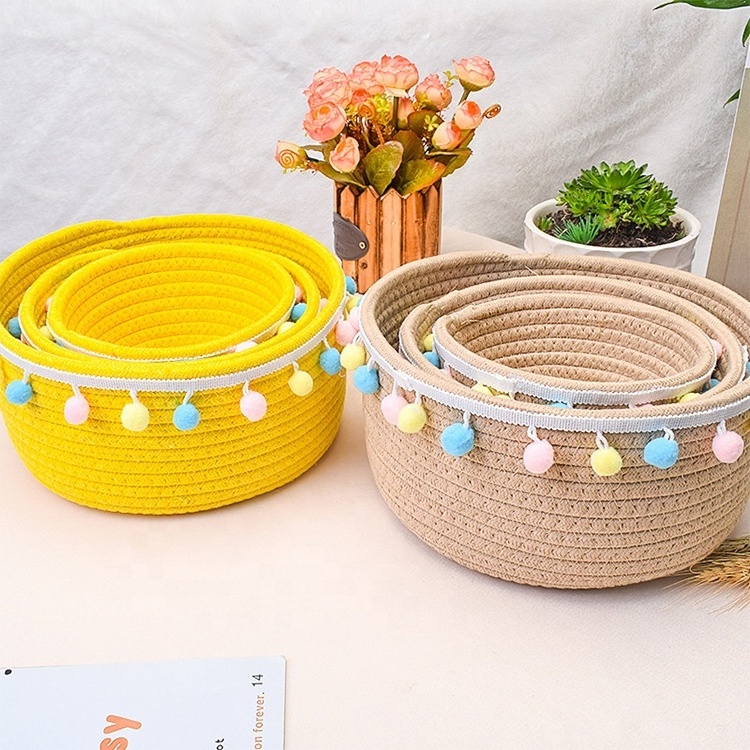 Wholesale Free Shipping Oval Rope Coil Baskets Small Woven Basket for Kids Baby Dog Toy Gifts