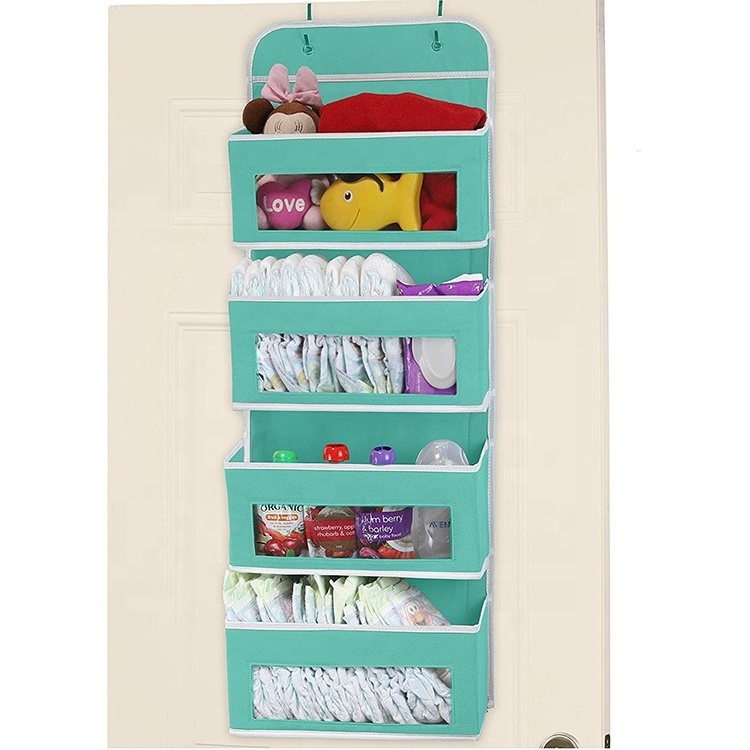 Pink Simple houseware Over Door Wall Mount 4 Clear Window Pocket Organizer