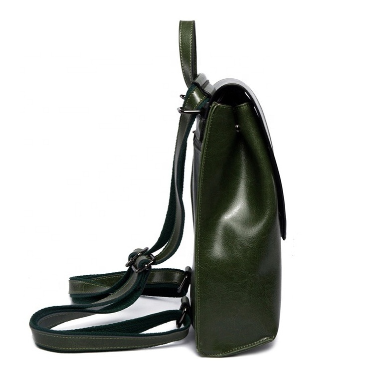 custom private label promotional fashion waterproof women leather 3 in 1 backpack green color