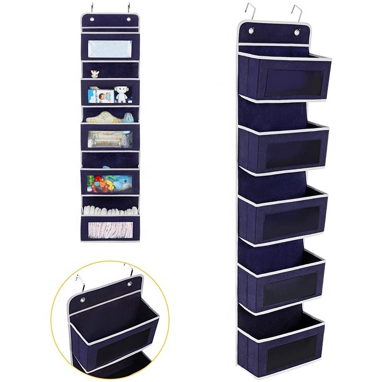 Navy Blue Over The Door Organizer Closet Bathroom Baby Nursery Hanging Organizer