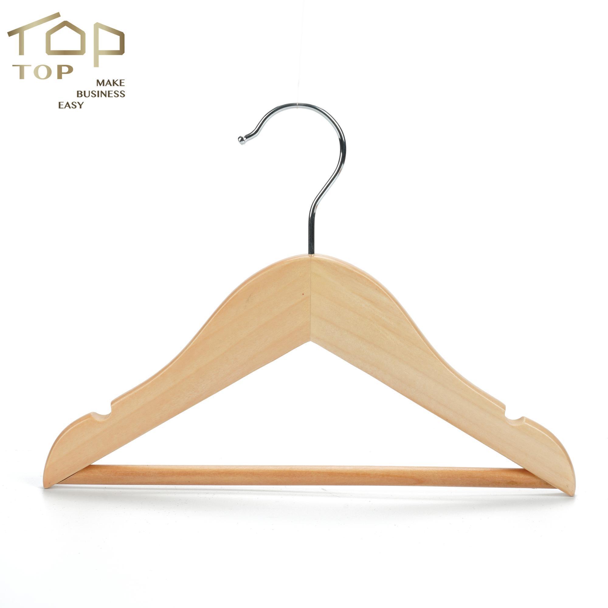 Small wooden coat hanger custom coat hanger children's clothes non-slip coat hanger with cross bar