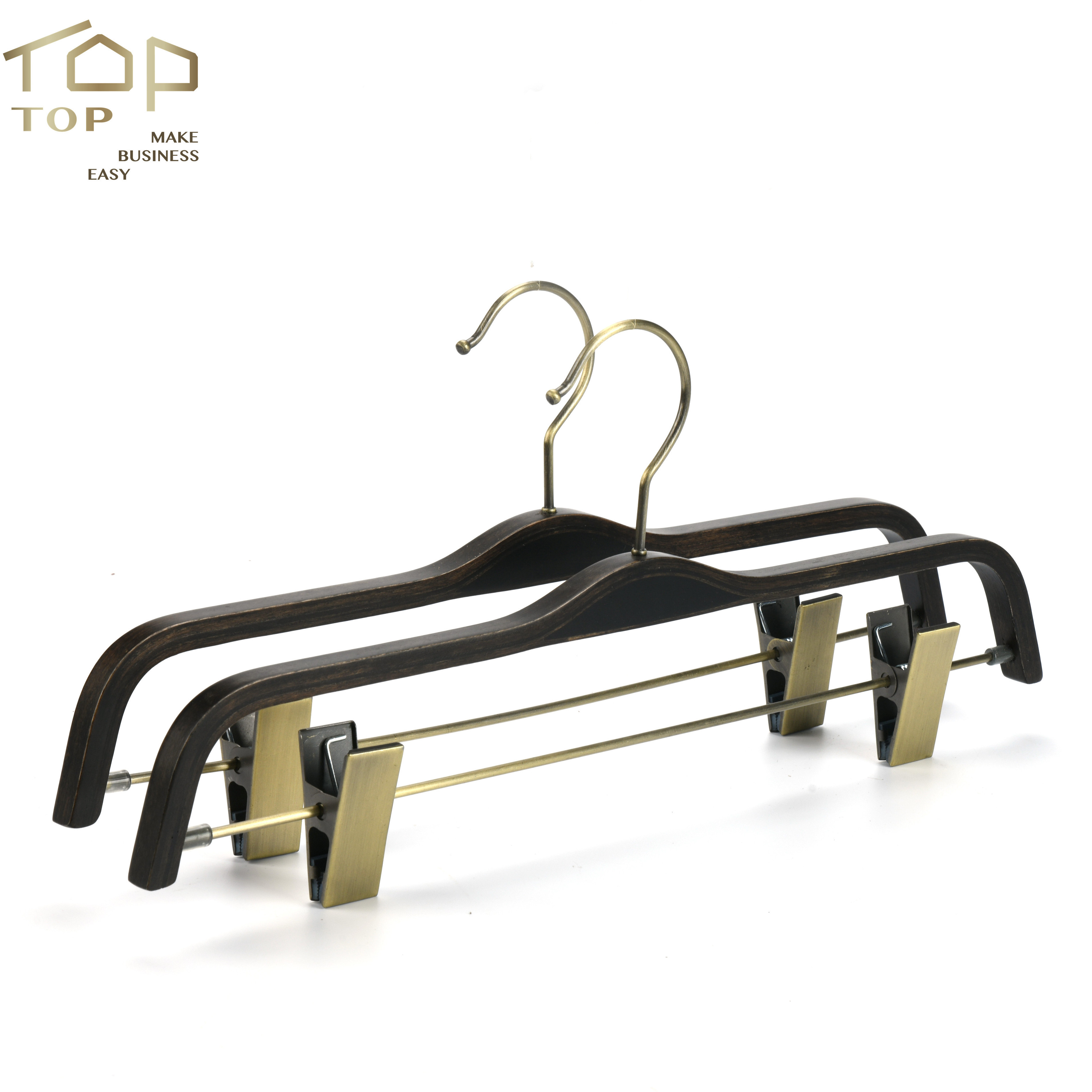 Cheap Vintage Wooden Clothes Rack Brass Metal Non-Slip Clothes Rack Household Hotel Clothes Racks