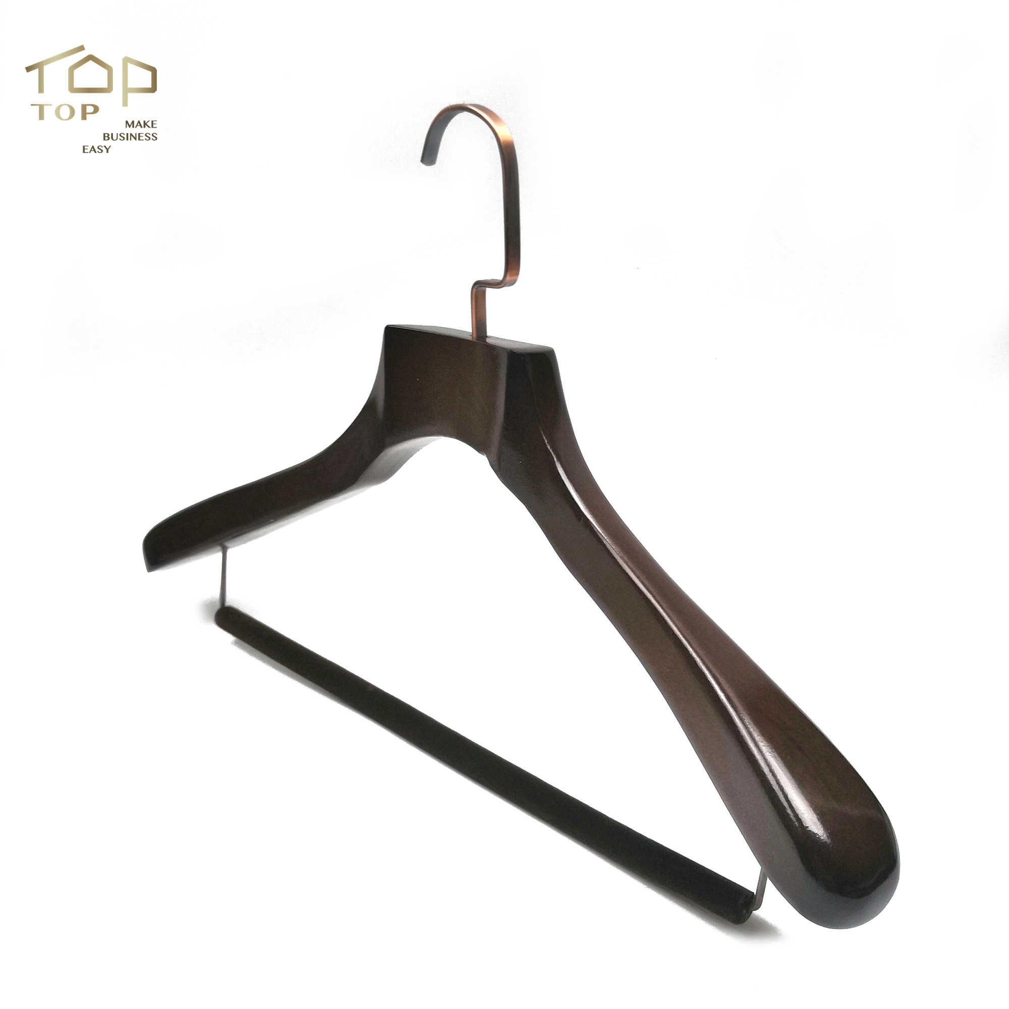 High-grade wooden coat rack clothing brand wide shoulder non-slip coat rack custom logo