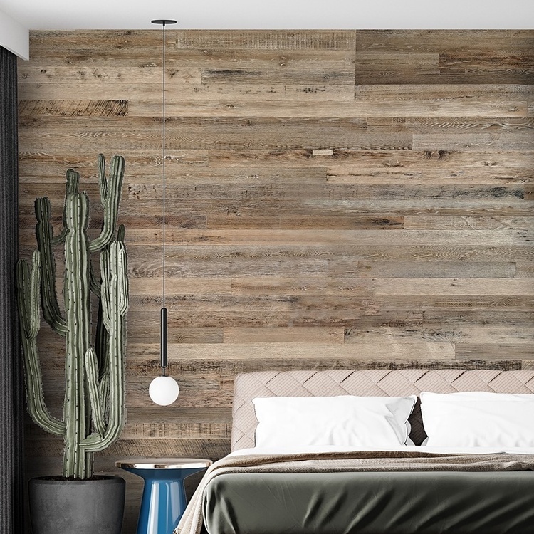 Reclaimed Wood Acoustic Wall Panel 3D Interior Wall Paper Wooden Wall Panels