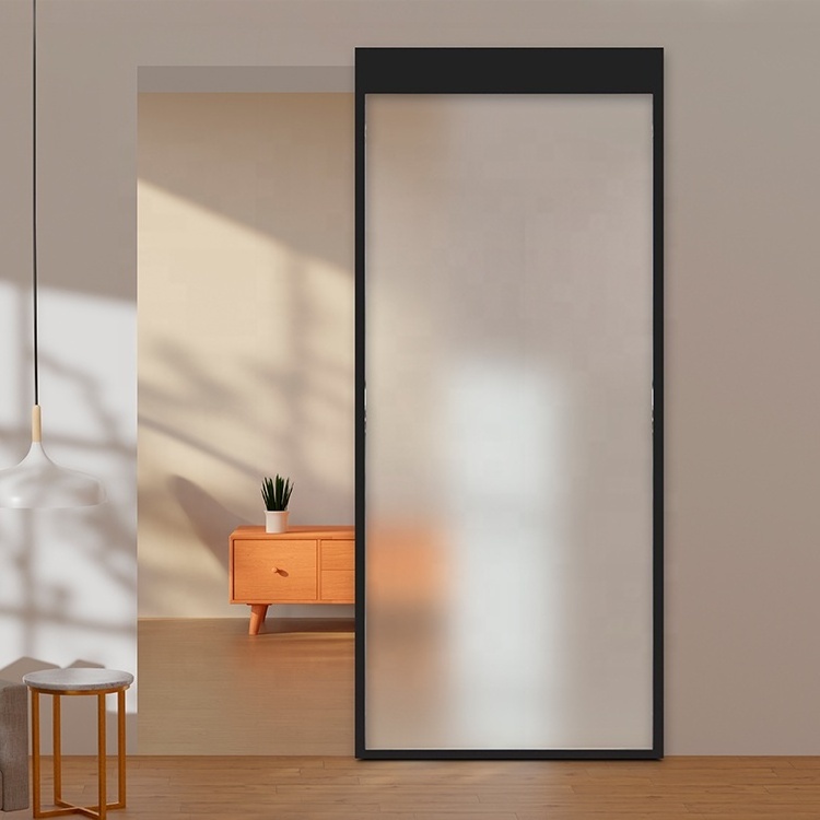 Frosted Glass Interior Pocket Door Sliding Invisible Ghost Pocket Doors with Hidden Door System