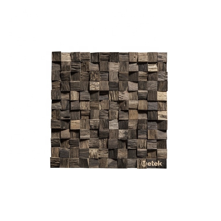 Solid Wood Brown 3D Wallpapers Decorative Sound Proof Wall Panels