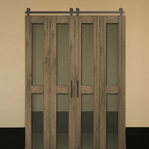 Bi-folding Sliding Barn Door Bypass System Interior Barn Door Bifold Sliding Doors