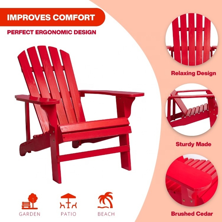 Hot Sale Modern Outdoor Shell-Shaped Backrest Wood Adirondack Chair