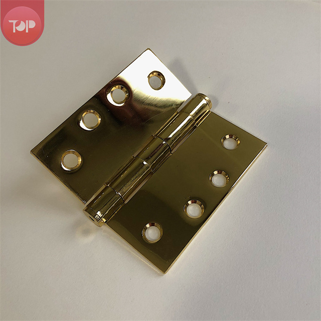 4''COM 4040 US3 4Inch Solid Brass Fire Rated Square Barrel Knuckle Heavy Duty Gold Designer Commercial Hinges