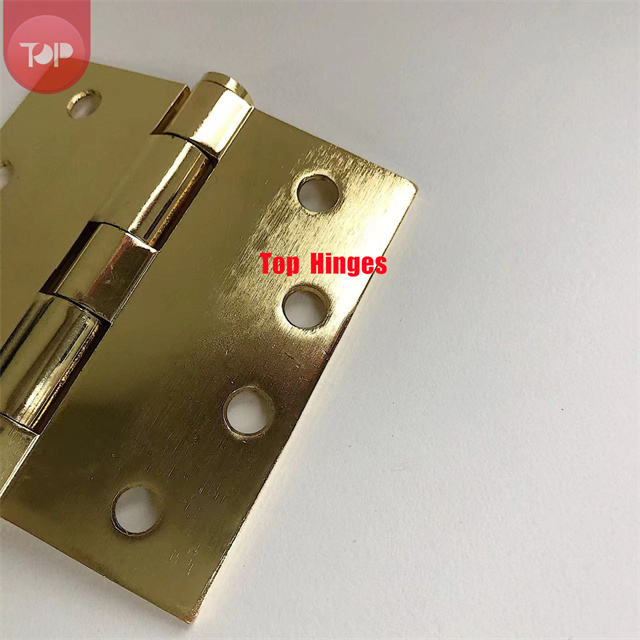 4''COM 4040 US3 4Inch Solid Brass Fire Rated Square Barrel Knuckle Heavy Duty Gold Designer Commercial Hinges