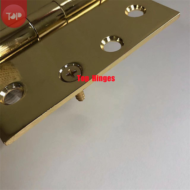 4''COM 4040 US3 4Inch Solid Brass Fire Rated Square Barrel Knuckle Heavy Duty Gold Designer Commercial Hinges