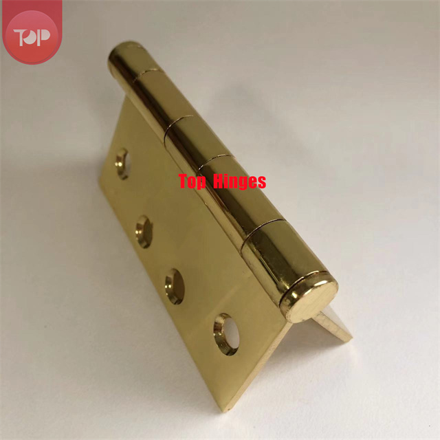 4''COM 4040 US3 4Inch Solid Brass Fire Rated Square Barrel Knuckle Heavy Duty Gold Designer Commercial Hinges