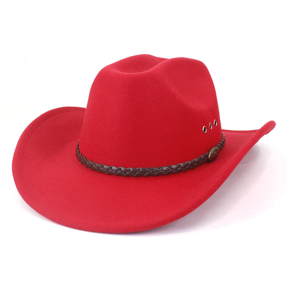 2024 Popular sombrero de ala plana flex fit casual multicolor pure solid color matel rope suede pink cowboy hat for men adult