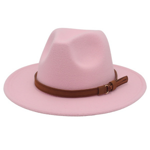 New original sombrero de ala plana flex fit mexican casual multicolor plain felt  pure solid color matel rope pink cowboy hat