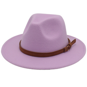 High quality sombrero de ala plana flex fit casual multicolor pure solid color matel rope felt suede straw western cowboy hat