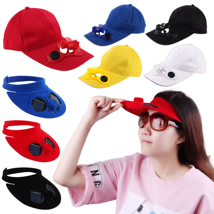 2024 hot selling Adjustable comfort fit outdoor Custom Sun block baseball hat battery powered Solar fan advertising driver hat