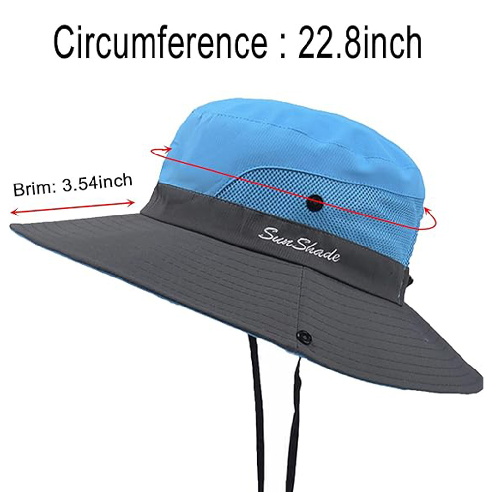 Hotsale unisex wide brim outdoor hiking uv upf protection foldable summer fishing ponytail quick-dry bucket hat with custom logo