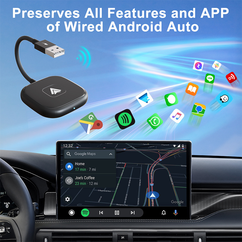 Wireless Carplay Android Auto USB Dongle OEM Factory Wired Android Auto Cars Wireless Android Auto AI box for Android10 Phon