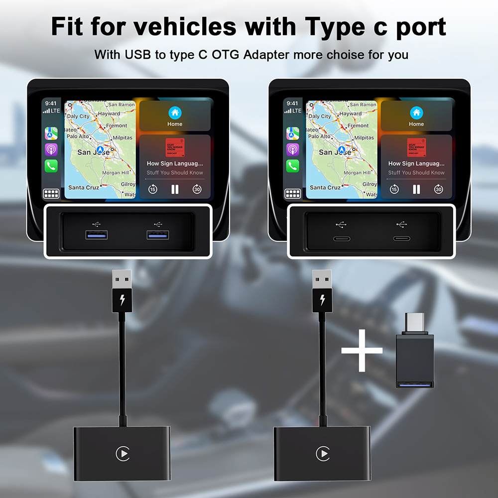 Wireless CarPlay Adapter for iPhone Apple CarPlay Dongle for OEM Wired Car Play Cars Convert Wired to Wireless Car Play ai box