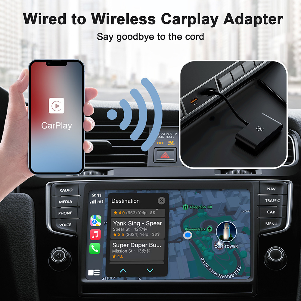 Wireless CarPlay Adapter for iPhone Apple CarPlay Dongle for OEM Wired Car Play Cars Convert Wired to Wireless Car Play ai box