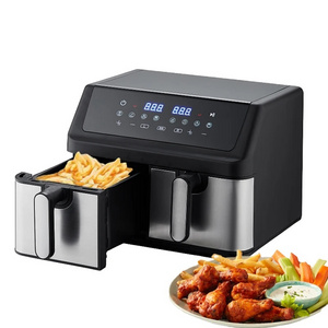 2000W 9L Cheap Dual-pot Electric Large Digital Air Fryer With 2 Independent Frying Baskets Dual Toaster Air Fryer Oven