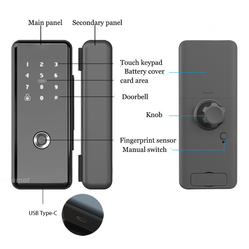 glass door smart lock wifi  with magnetic card commercial cerradura inteligente para puerta de vidrio puertas crital